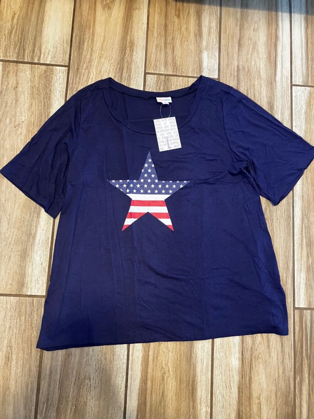 LulaRoe Boyfriend Top Nacy with Flag Star Size L
